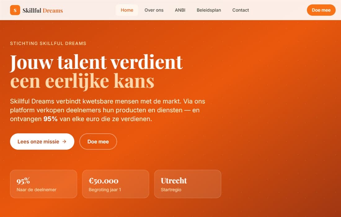 Homepage van Skillful Dreams
